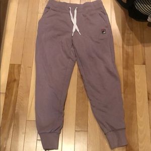 Mauve sweats/joggers.